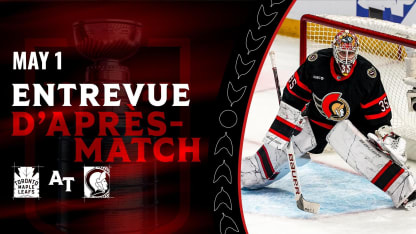 Linus Ullmark dispo médias d'après-match contre TOR