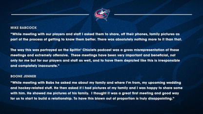 columbus blue jackets statements mike babcock boone jenner