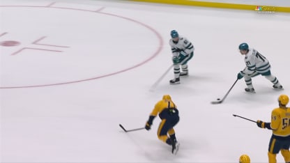 SJS@NSH: Celebrini scores empty-net goal