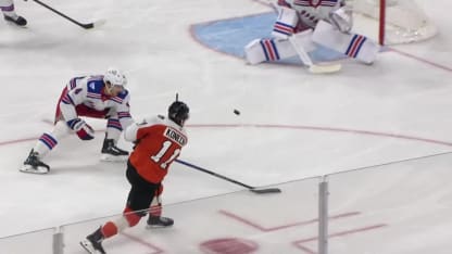 Konecny rings one in off the pipe