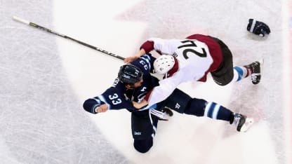A.J. Greer Dustin Byfuglien fight Winnipeg Jets 2018 February 16