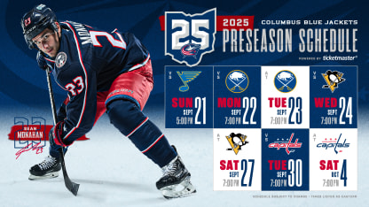 blue jackets announce 2025 preseason schedule