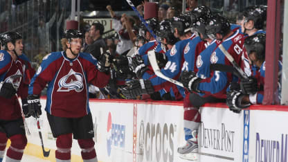 Daniel Tjarnqvist #29 of the Colorado Avalanche celebrates a goal against the St. Louis Blues at the Pepsi Center on November 26, 2008 in Denver, Colorado. (Photo by Michael Martin/NHLI via Getty Images)