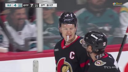 SJS@OTT: Tkachuk (OTT) marque un but dans un filet désert