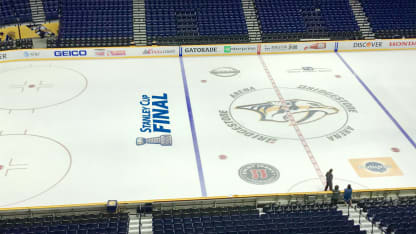 Bridgestone Arena ice surface with Stanley Cup Logo, Nashville Predators