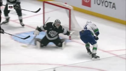 VAN@LAK: DeBrusk scores goal against Darcy Kuemper