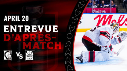 Linus Ullmark dispo médias d'après-match contre TOR
