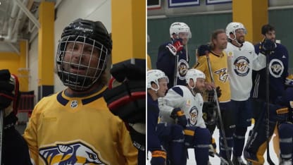 Dierks Bentley skates with Nashville Predators