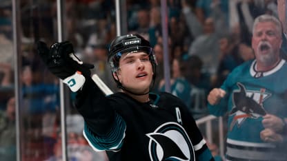 SAN JOSE, CALIFORNIA - MARCH 03: Macklin Celebrini #71 of the San Jose Sharks reacts after he scored a goal against the Montreal Canadiens during the second period at SAP Center on March 03, 2026 in San Jose, California. (Photo by Ezra Shaw/Getty Images)