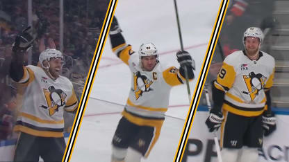 Penguins light the lamp 3 times in 37 seconds