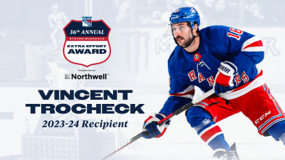 Vincent Trocheck Named Winner of 2023-24 Steven McDonald Extra Effort Award