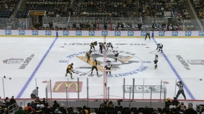 Logan Cooley takes opening face off against Sidney Crosby