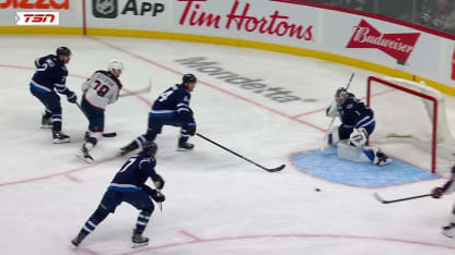 CBJ@WPG: Comrie with a great save against Kent Johnson