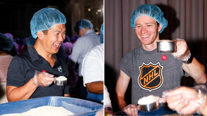 NHL volunteers at NYC Meal Pack for 9-11 Day 4