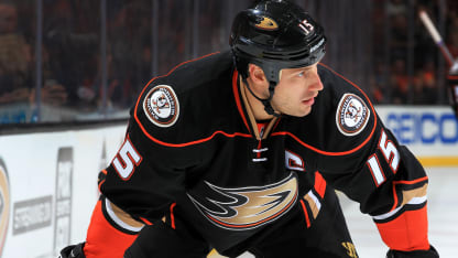 Ryan Getzlaf of the Anaheim Ducks waits for a face-off