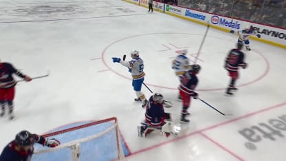 Dvorsky gets Blues on the board