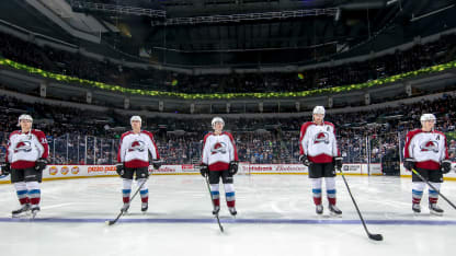 Team Squad Pregame Anthems Nathan MacKinnon Joonas Donskoi Samuel Girard Erik Johnson Matt Calvert Winnipeg Jets 12 November 2019