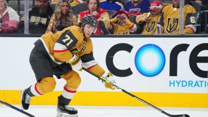 William Karlsson #71 of the Vegas Golden Knights skates during the third period against the St. Louis Blues at T-Mobile Arena on January 20, 2025 in Las Vegas, Nevada. (Photo by Jeff Bottari/NHLI via Getty Images)