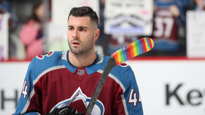 Mark Barberio Pride Tape warmup pregame Anaheim Ducks 2020 March 4