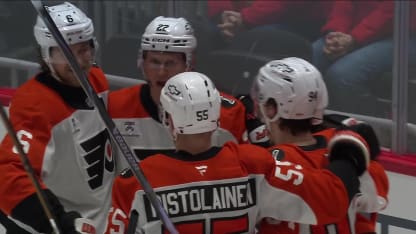 Konecny feeds Dvorak from behind the net