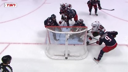 Stützle cleans up rebound for second goal