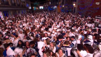 Jets fans celebrate Game 7 victory