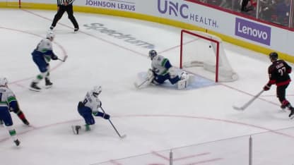 VAN@CAR: Aho scores goal against Kevin Lankinen