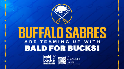 buffalo sabres bald for bucks march 2023 campaign dan dunleavy martin biron heads shave roswell park comprehensive cancer center