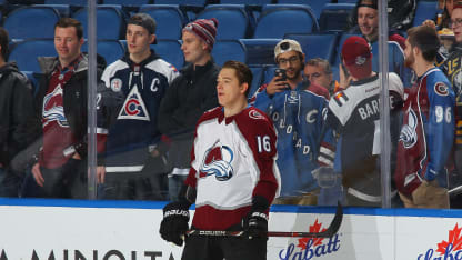 Nikita Zadorov road white pregame warmup Buffalo Sabres 2018 February 11