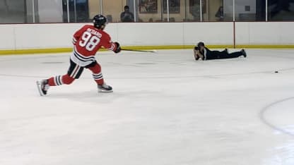 Connor Bedard skates for 1st time in Blackhawks jersey