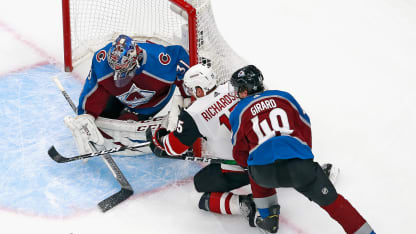 Philipp Grubauer Samuel Girard Arizona Coyotes Game 2 Playoffs 2020 August 14