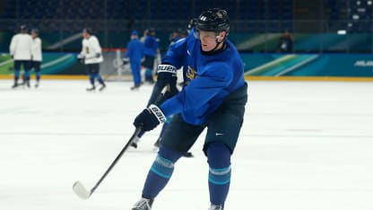 Kaapo Kakko #84 of Team Finland participates during training on day three of the Milano Cortina 2026 Winter Olympic games at Milano Santagiulia Ice Hockey Arena on February 09, 2026 in Milan, Italy. (Photo by Elsa/Getty Images)