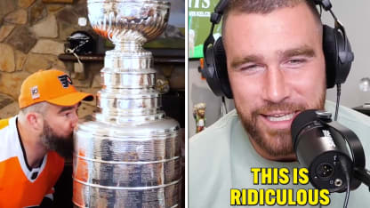 Jason Kelce surprises brother Travis with Stanley Cup