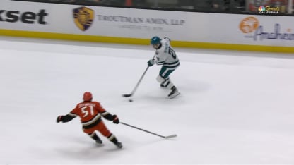 SJS@ANA: Celebrini scores goal against Lukas Dostal