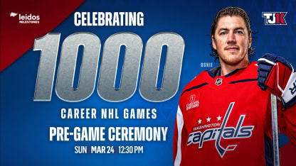 Capitals to Honor T.J. Oshie for 1,000th NHL Game in Pregame Ceremony Sunday, March 24