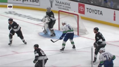 VAN@LAK: Hughes scores goal against Darcy Kuemper