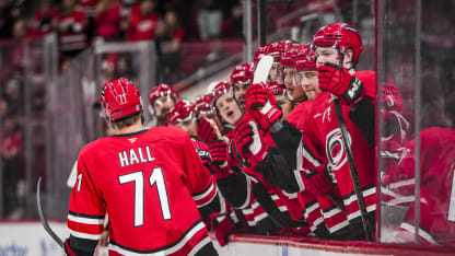 Forward Taylor Hall getting more comfortable, finding his game in Carolina
