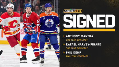 Penguins Sign Forwards Anthony Mantha and Rafael Harvey-Pinard and Defenseman Phil Kemp