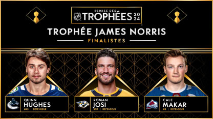 Hughes, Josi et Makar sont les finalistes au trophée Norris