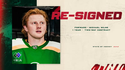 MINNESOTA WILD RE-SIGNS FORWARD MICHAEL MILNE TO A ONE-YEAR, TWO-WAY CONTRACT 071125