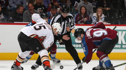 Gabriel Landeskog faceoff Anaheim Ducks April 9, 2016