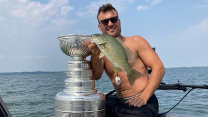 Golden Knights' Carrier goes fishing with Stanley Cup