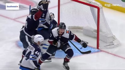 WPG@COL: Kelly scores goal against Connor Hellebuyck