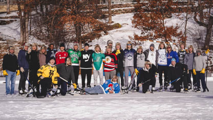 Isles Play Pond Hockey at Anders Lee's House