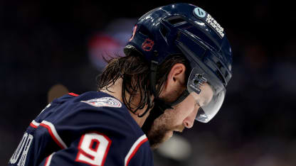 Ivan Provorov #9 of the Columbus Blue Jackets skates on the ice during the game against the at Nationwide Arena on April 4, 2026 in Columbus, Ohio. (Photo by Kirk Irwin/NHLI via Getty Images)