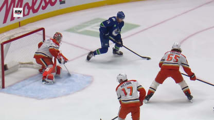 ANA@VAN: DeBrusk scores PPG against Lukas Dostal