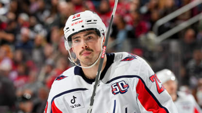 Hendrix Lapierre #29 of the Washington Capitals during the game against the New Jersey Devils at the Prudential Center on November 30, 2024 in Newark, New Jersey. (Photo by Rich Graessle/NHLI via Getty Images)