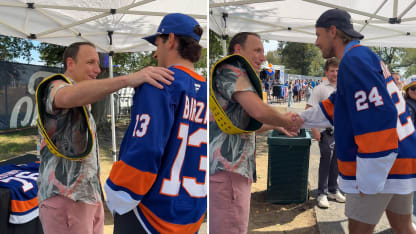 Joey Chestnut joins New York Islanders at fan fest