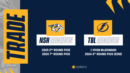 Predators Acquire Second-Round Pick in 2025 NHL Draft, Seventh-Round Pick in 2024 NHL Draft from Tampa Bay