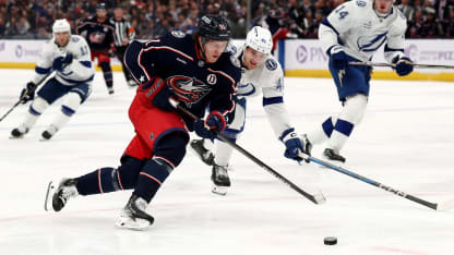 kent johnson breakout fueled by puck protection blue jackets